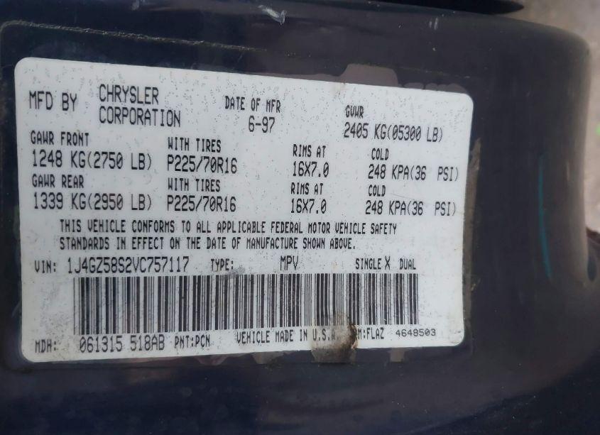 Photo 9 of 1997 Jeep Grand CHEROKEE LAREDO/TSI (VIN 1J4GZ58S2VC757117)