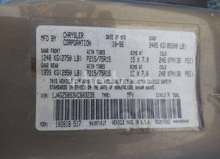 Photo 9 of 1997 Jeep Grand CHEROKEE LAREDO/TSI (VIN 1J4GZ58S3VC603239)