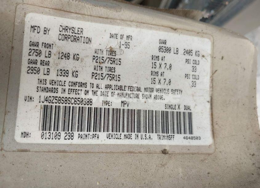 Photo 9 of 1995 Jeep Grand CHEROKEE LAREDO (VIN 1J4GZ58S8SC650388)