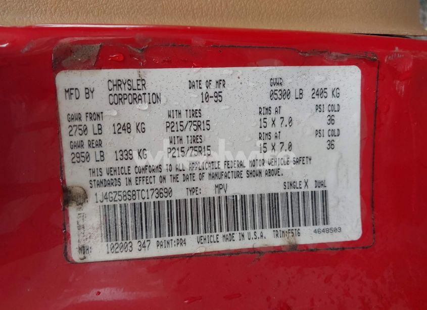 Photo 9 of 1996 Jeep Grand CHEROKEE LAREDO (VIN 1J4GZ58S8TC173690)