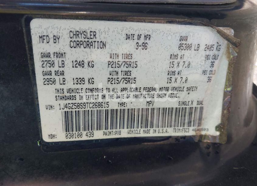 Photo 9 of 1996 Jeep Grand CHEROKEE LAREDO (VIN 1J4GZ58S9TC268615)