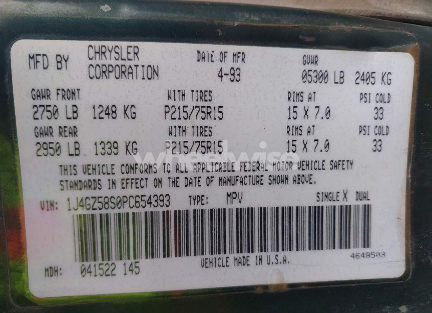 Photo 9 of 1993 Jeep Grand CHEROKEE LIMITED (VIN 1J4GZ78S1PC525798)