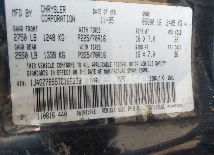 Photo 9 of 1996 Jeep Grand CHEROKEE LIMITED (VIN 1J4GZ78S5TC196338)