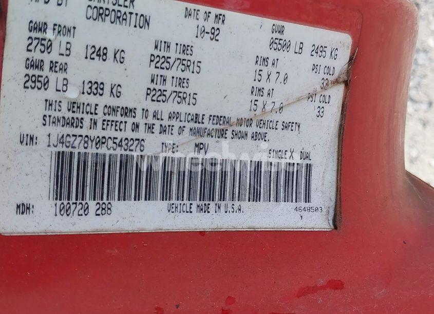 Photo 9 of 1993 Jeep Grand CHEROKEE LIMITED (VIN 1J4GZ78Y0PC543276)