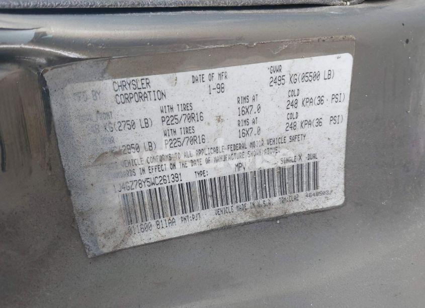 Photo 9 of 1998 Jeep Grand CHEROKEE LIMITED (VIN 1J4GZ78Y5WC261391)