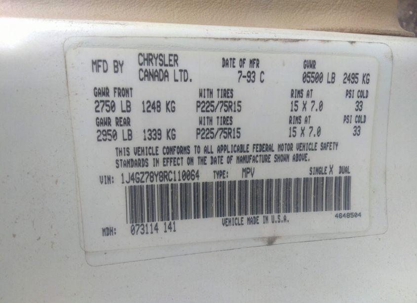 Photo 9 of 1994 Jeep Grand CHEROKEE LIMITED (VIN 1J4GZ78Y8RC110064)