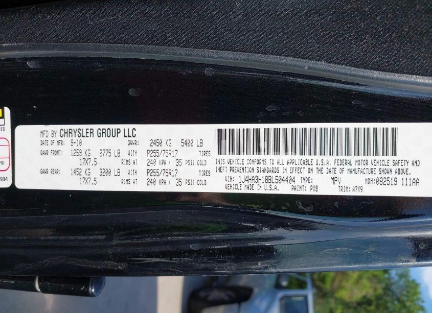 Photo 9 of 2011 Jeep Wrangler UNLIMITED SPORT (VIN 1J4HA3H18BL504404)