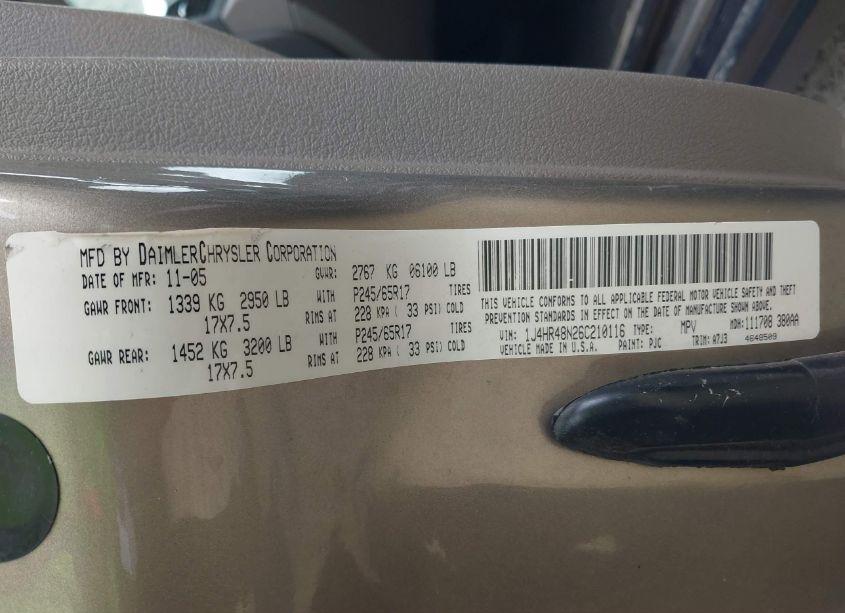 Photo 9 of 2006 Jeep Grand CHEROKEE LAREDO (VIN 1J4HR48N26C210116)