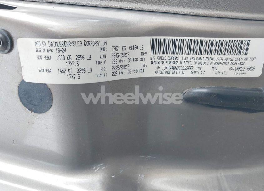 Photo 9 of 2005 Jeep Grand CHEROKEE LAREDO (VIN 1J4HR48N35C535663)