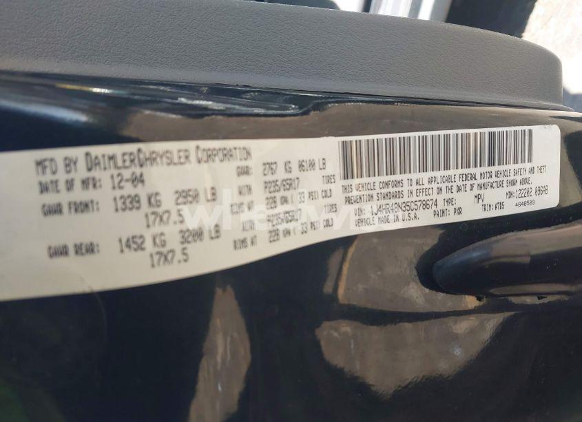 Photo 9 of 2005 Jeep Grand CHEROKEE LAREDO (VIN 1J4HR48N35C578674)