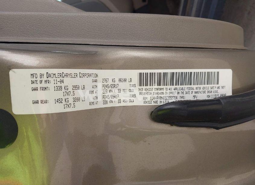 Photo 9 of 2005 Jeep Grand CHEROKEE LAREDO (VIN 1J4HR48N65C552764)