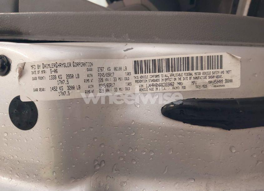 Photo 9 of 2006 Jeep Grand CHEROKEE LAREDO (VIN 1J4HR48N66C333062)