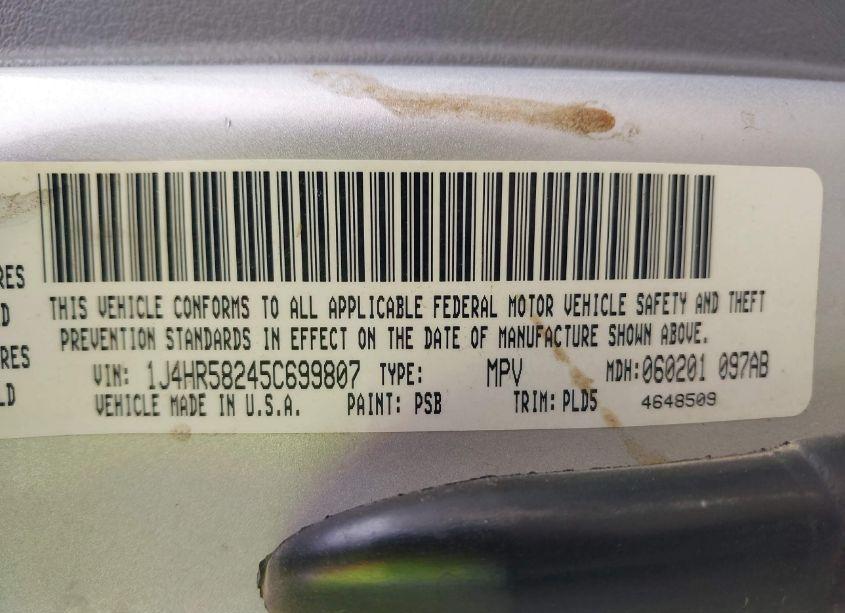 Photo 9 of 2005 Jeep Grand CHEROKEE LIMITED (VIN 1J4HR58245C699807)