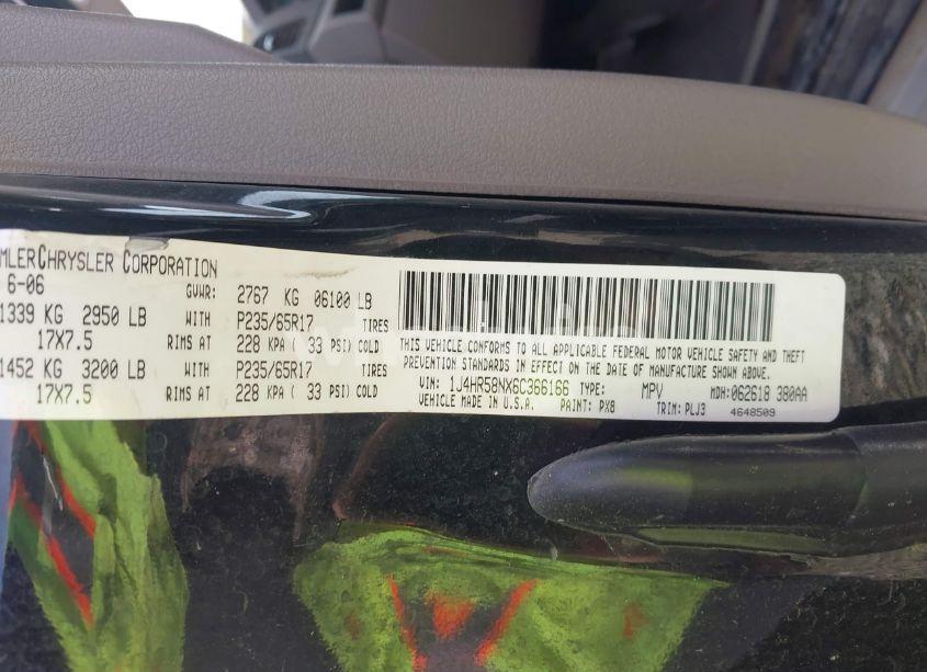 Photo 9 of 2006 Jeep Grand CHEROKEE LIMITED (VIN 1J4HR58NX6C366166)