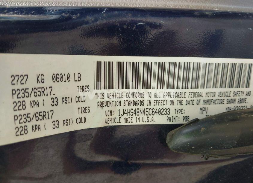 Photo 9 of 2005 Jeep Grand CHEROKEE LAREDO (VIN 1J4HS48N45C640233)