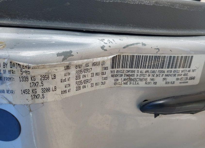 Photo 9 of 2005 Jeep Grand CHEROKEE LIMITED (VIN 1J4HS58N65C700745)