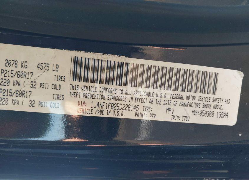 Photo 9 of 2011 Jeep Compass (VIN 1J4NF1FB2BD226145)