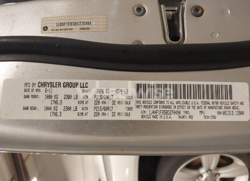 Photo 9 of 2011 Jeep Compass (VIN 1J4NF1FB5BD270494)