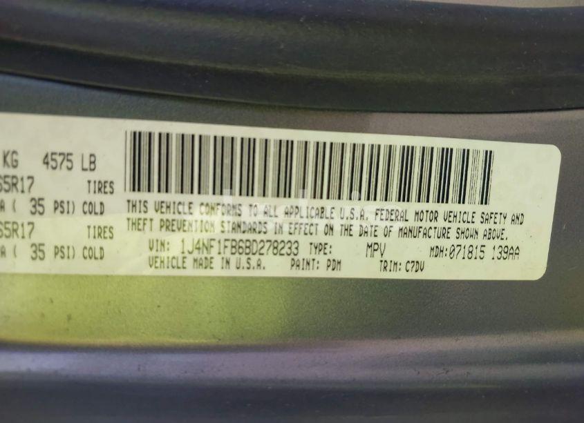 Photo 9 of 2011 Jeep Compass (VIN 1J4NF1FB6BD278233)