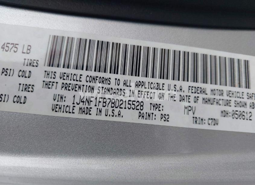 Photo 9 of 2011 Jeep Compass (VIN 1J4NF1FB7BD215528)