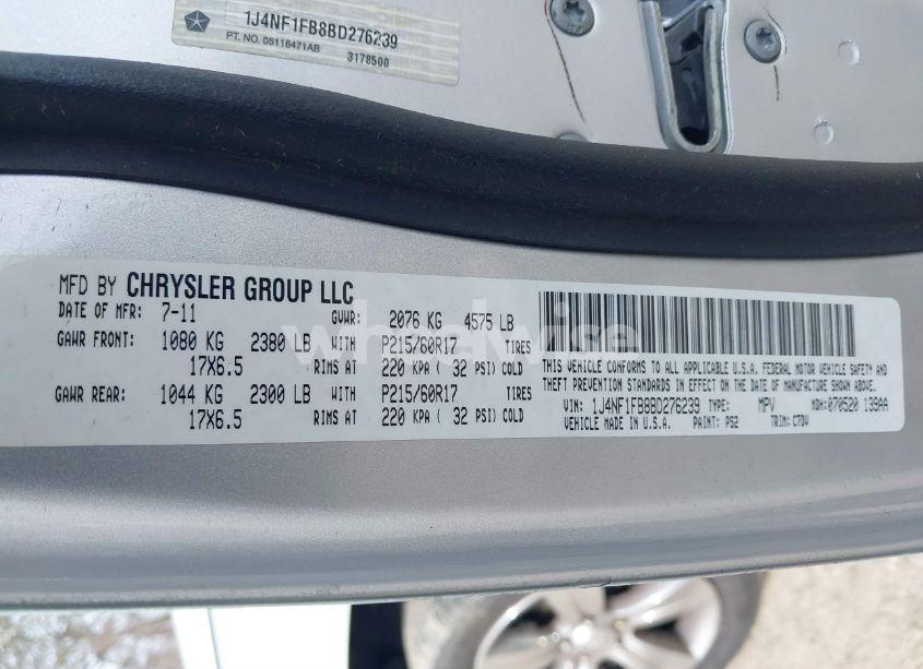 Photo 9 of 2011 Jeep Compass (VIN 1J4NF1FB8BD276239)