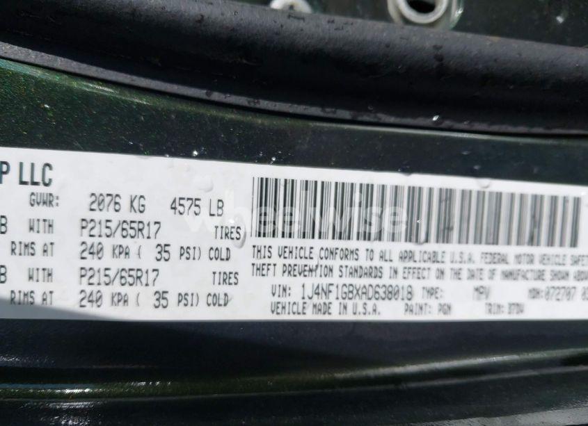 Photo 9 of 2010 Jeep Patriot SPORT (VIN 1J4NF1GBXAD638018)