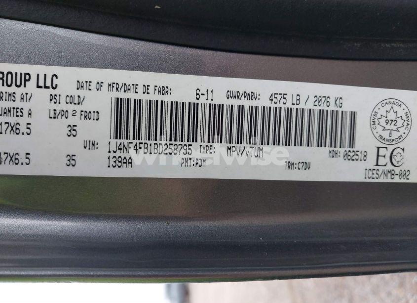 Photo 9 of 2011 Jeep Compass SPORT/NORTH (VIN 1J4NF4FB1BD258795)