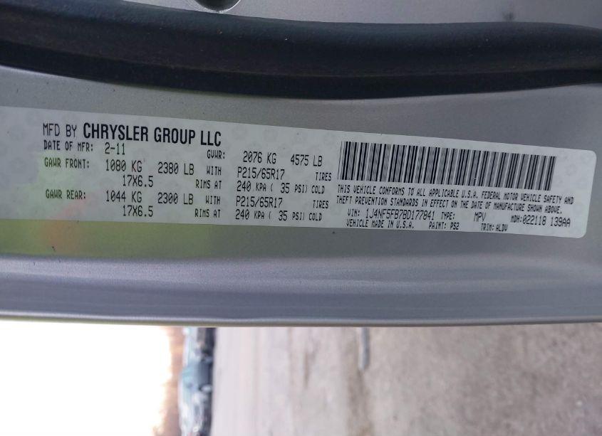 Photo 9 of 2011 Jeep Compass LIMITED (VIN 1J4NF5FB7BD177841)