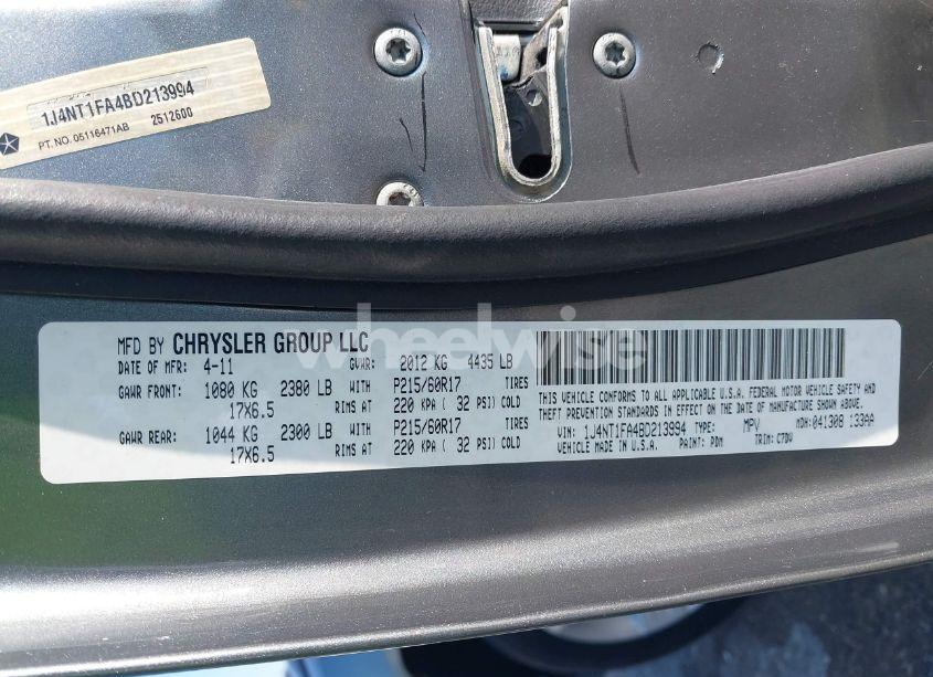 Photo 9 of 2011 Jeep Compass (VIN 1J4NT1FA4BD213994)