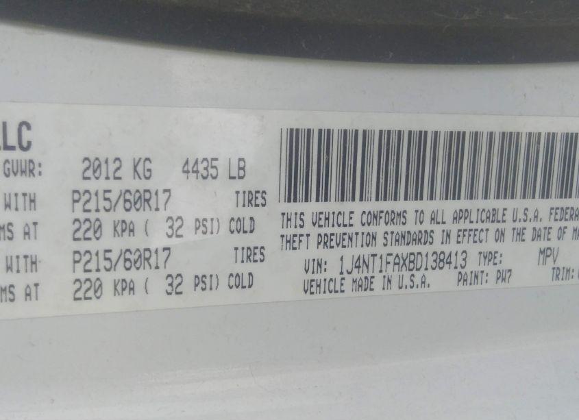 Photo 9 of 2011 Jeep Compass (VIN 1J4NT1FAXBD138413)