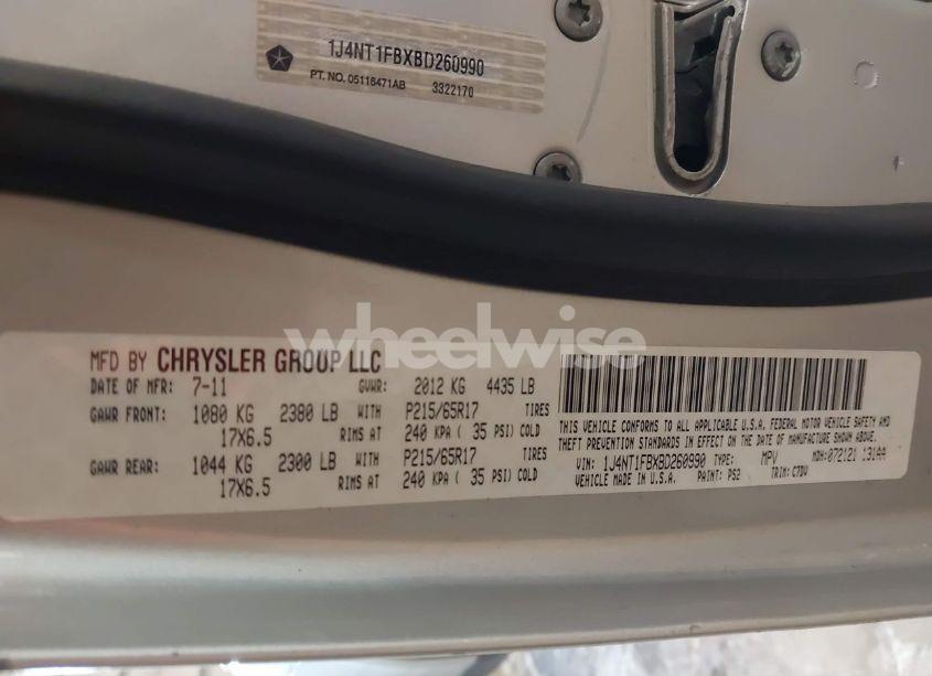 Photo 9 of 2011 Jeep Compass (VIN 1J4NT1FBXBD260990)