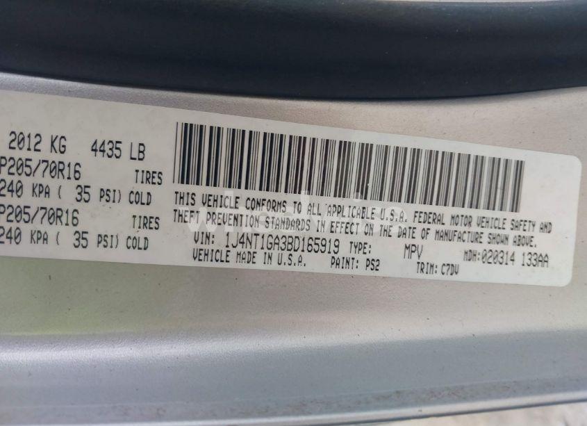 Photo 9 of 2011 Jeep Patriot SPORT (VIN 1J4NT1GA3BD165919)