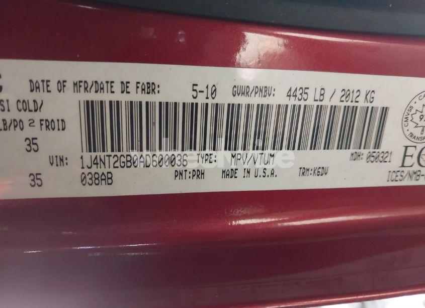 Photo 9 of 2010 Jeep Patriot SPORT/NORTH (VIN 1J4NT2GB0AD600036)