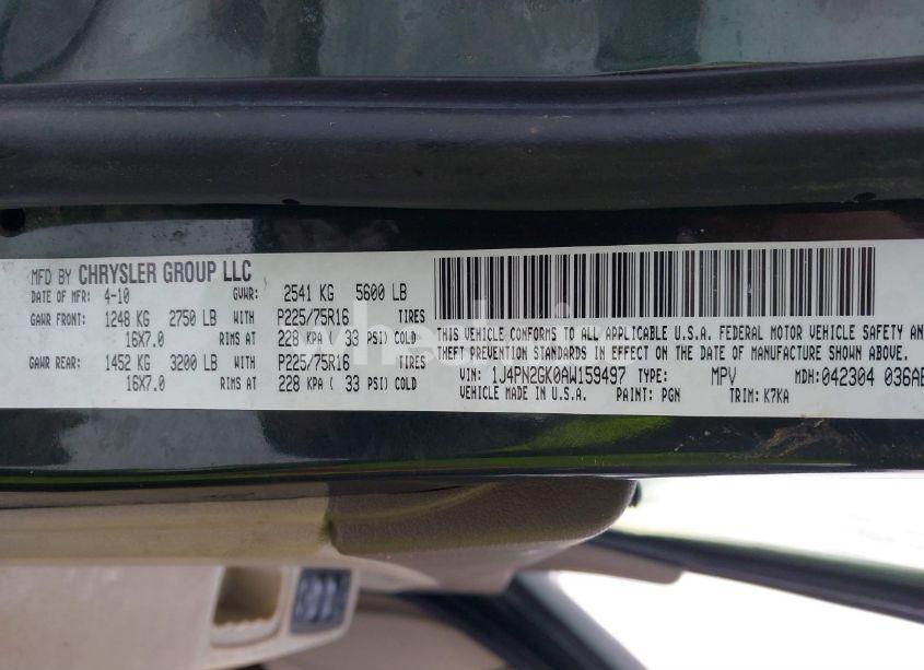 Photo 9 of 2010 Jeep Liberty SPORT (VIN 1J4PN2GK0AW159497)