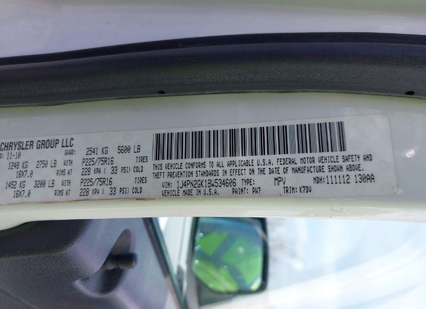 Photo 9 of 2011 Jeep Liberty SPORT (VIN 1J4PN2GK1BW534606)