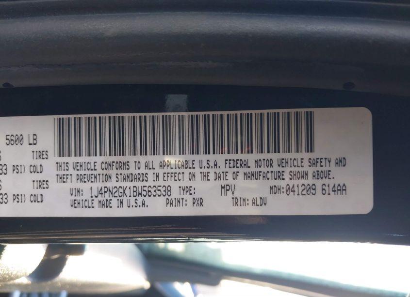 Photo 9 of 2011 Jeep Liberty SPORT (VIN 1J4PN2GK1BW563538)