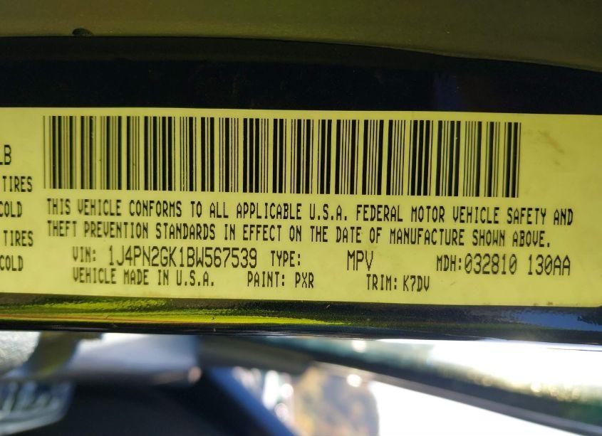 Photo 9 of 2011 Jeep Liberty SPORT (VIN 1J4PN2GK1BW567539)