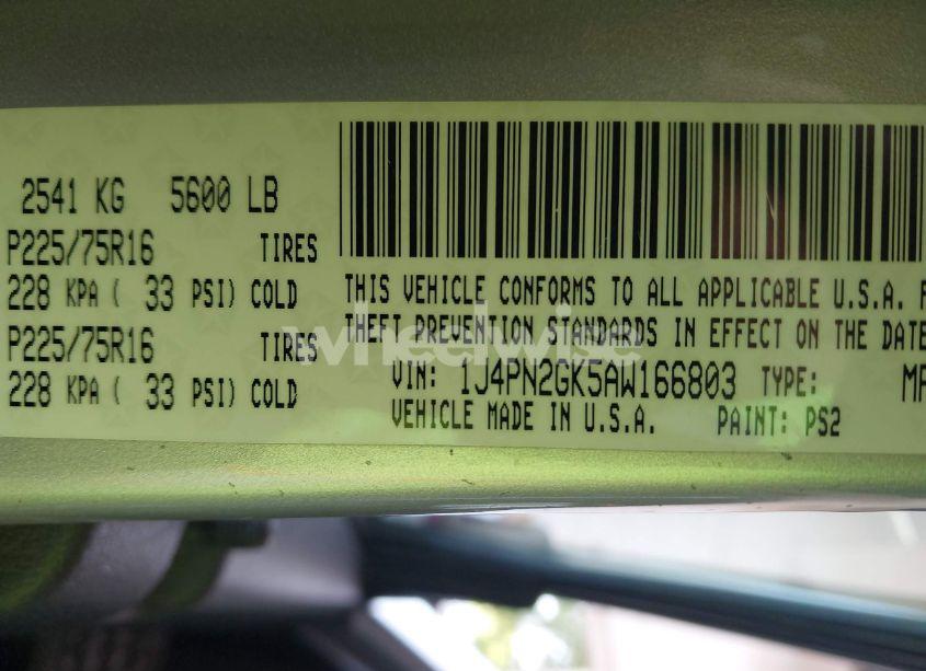 Photo 9 of 2010 Jeep Liberty SPORT (VIN 1J4PN2GK5AW166803)