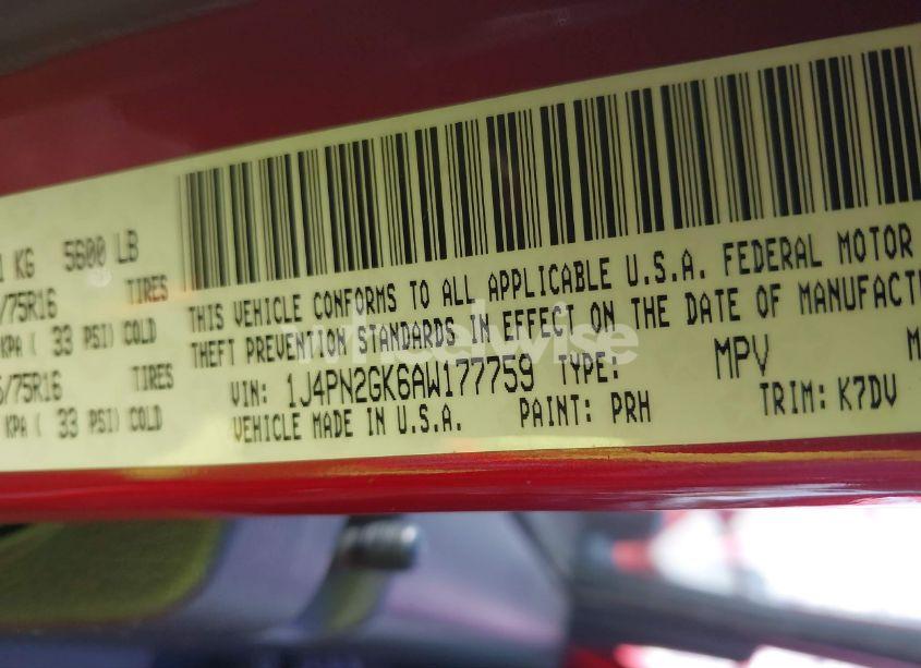 Photo 9 of 2010 Jeep Liberty SPORT (VIN 1J4PN2GK6AW177759)