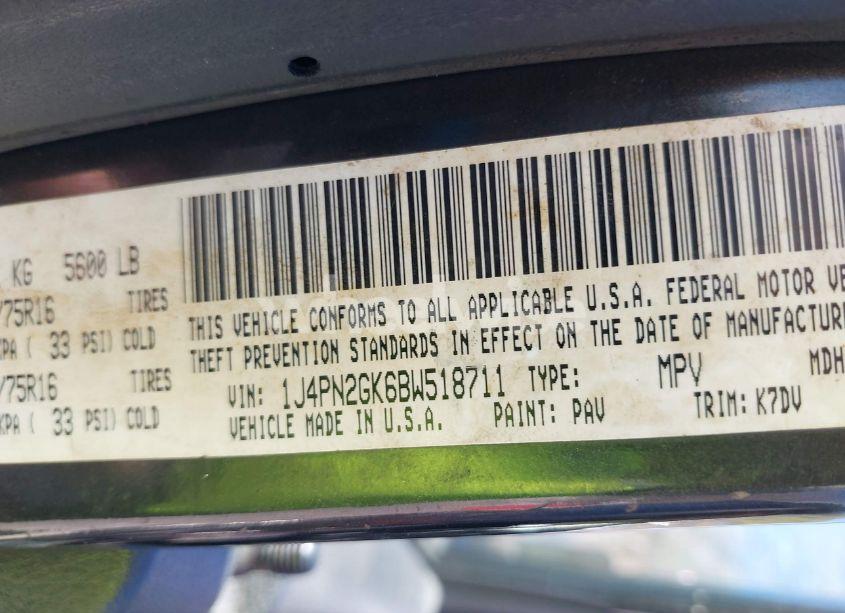 Photo 9 of 2011 Jeep Liberty SPORT (VIN 1J4PN2GK6BW518711)