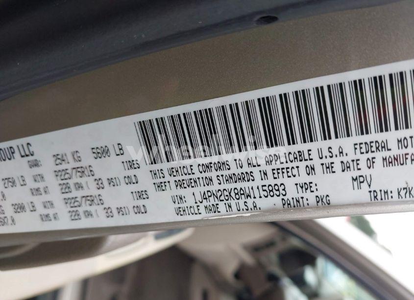 Photo 9 of 2010 Jeep Liberty SPORT (VIN 1J4PN2GK8AW115893)