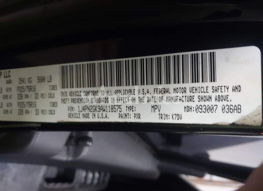 Photo 9 of 2010 Jeep Liberty SPORT (VIN 1J4PN2GK9AW118575)