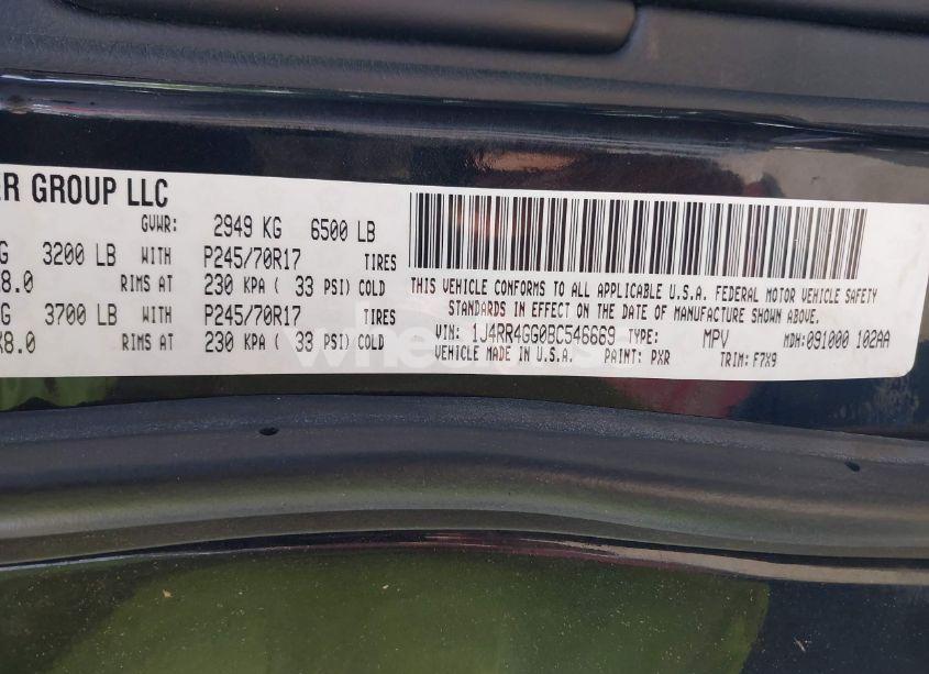 Photo 9 of 2011 Jeep Grand CHEROKEE LAREDO (VIN 1J4RR4GG0BC546669)