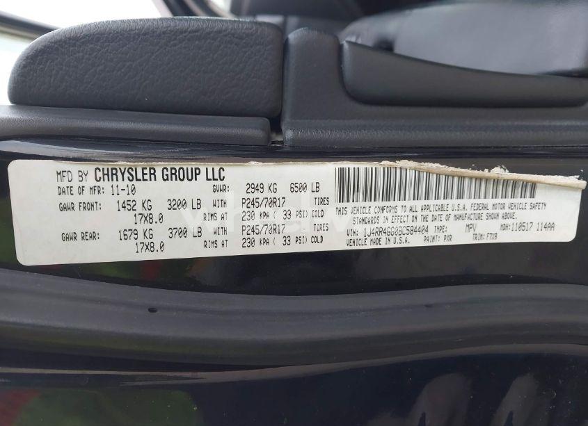 Photo 9 of 2011 Jeep Grand CHEROKEE LAREDO (VIN 1J4RR4GG0BC584404)