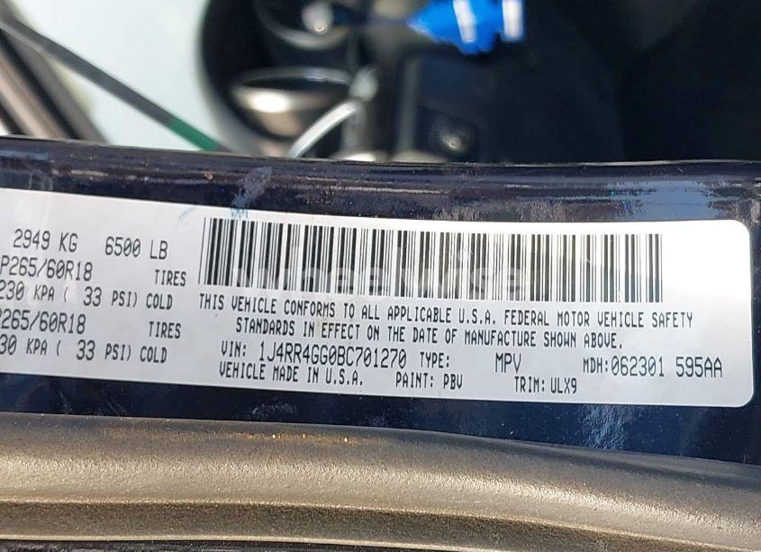 Photo 9 of 2011 Jeep Grand CHEROKEE LAREDO (VIN 1J4RR4GG0BC701270)