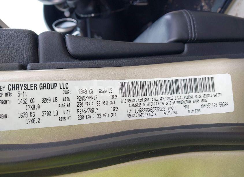 Photo 9 of 2011 Jeep Grand CHEROKEE LAREDO (VIN 1J4RR4GG0BC722362)