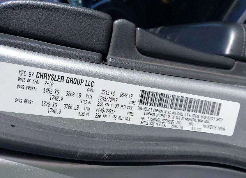 Photo 9 of 2011 Jeep Grand CHEROKEE LAREDO (VIN 1J4RR4GG1BC518623)