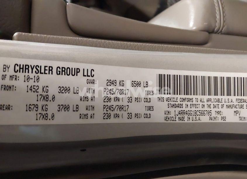 Photo 9 of 2011 Jeep Grand CHEROKEE LAREDO (VIN 1J4RR4GG1BC566705)