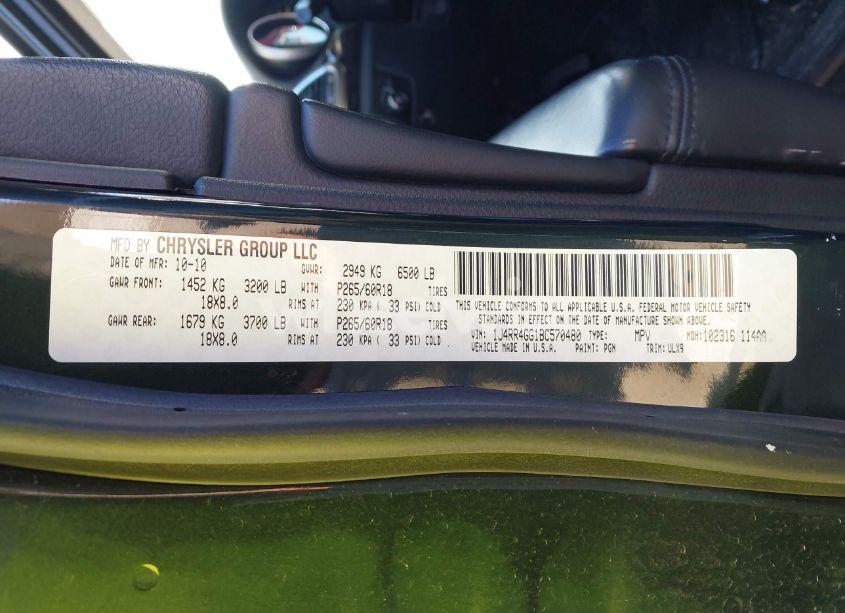 Photo 9 of 2011 Jeep Grand CHEROKEE LAREDO (VIN 1J4RR4GG1BC570480)