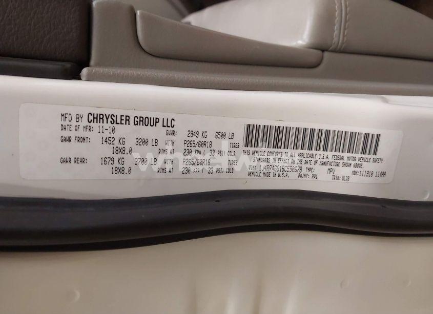 Photo 9 of 2011 Jeep Grand CHEROKEE LAREDO (VIN 1J4RR4GG1BC590678)